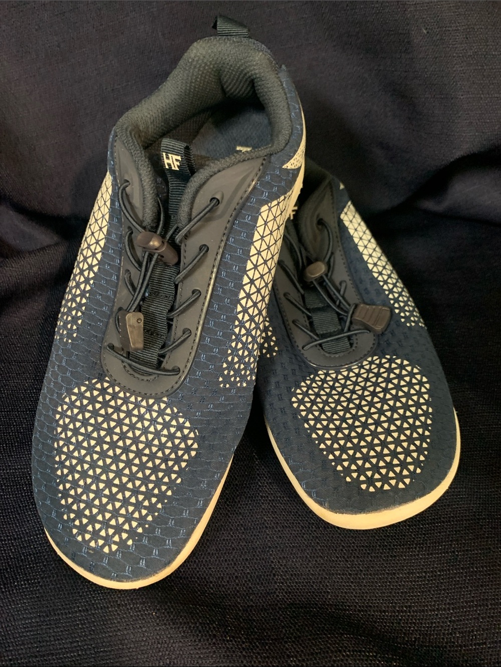 HF Men’s Athletic Shoes in Navy and White with Quick-Pull Closure
